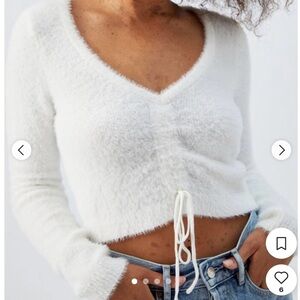 Women's Light Pink Fuzzy Sweater